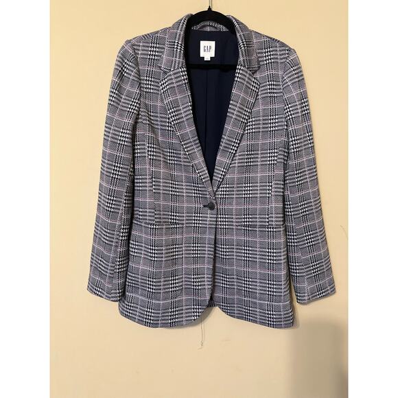 Gap Blazer Modern Plaid Long Sleeve Single Breasted Jacket Gray Womens 6 - Picture 4 of 8